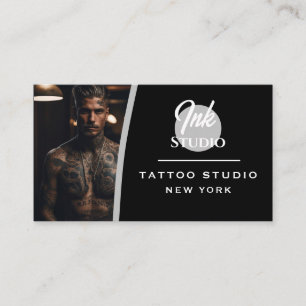 Tattoo Studio Black Photo Business Card