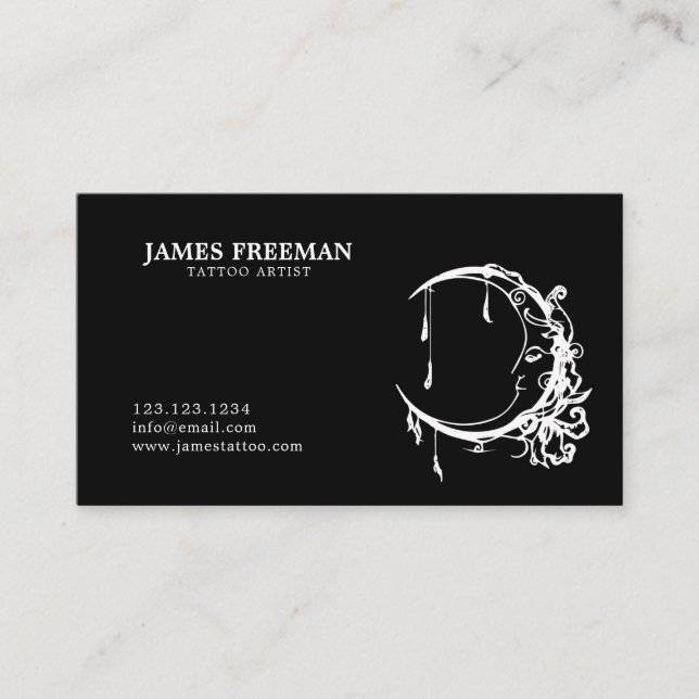 Tattoo Studio Dark Tattooing Logo Tattoo Artist Business Card (Front)