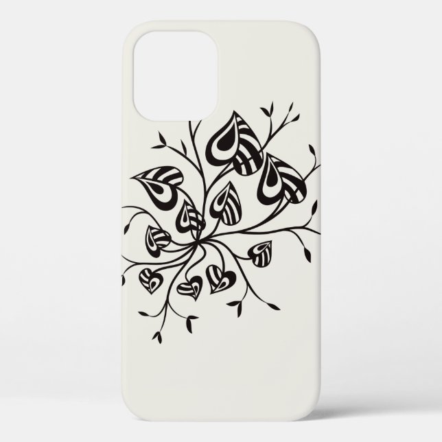 Tattoo Style Abstract Floral With Pointy Leaves Case-Mate iPhone Case (Back)