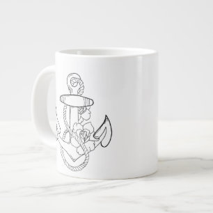 Tattoo style anchor large coffee mug