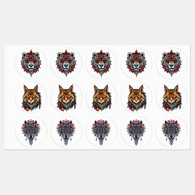Tattoo Style Animal Stickers (Sheet)