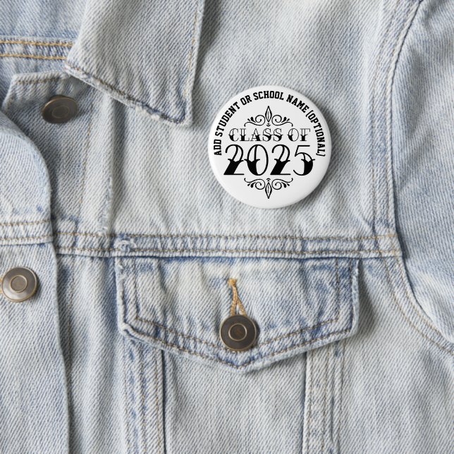 Tattoo Style Class of 2025 Graduation 6 Cm Round Badge (In Situ)