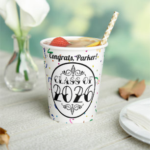 Tattoo Style Class of 2026 Graduation Paper Cups