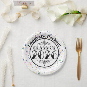 Tattoo Style Class of 2026 Graduation Paper Plate