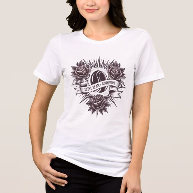 Tattoo Style Coffeet – Funny Bold Emblem Design Tri-Blend Shirt (Front)