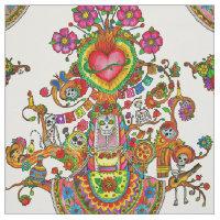 Tattoo style fabric with Tree of Dead