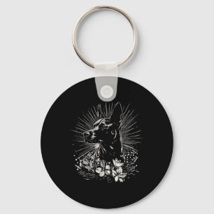Tattoo Style Lover Belgian Malinois Retro Dog _1 Key Ring