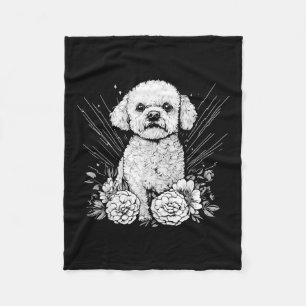 Tattoo Style Lover Bichon Frise Retro Dog _1  Fleece Blanket
