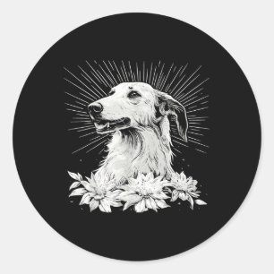 Tattoo Style Lover Borzoi Retro Dog  Classic Round Sticker