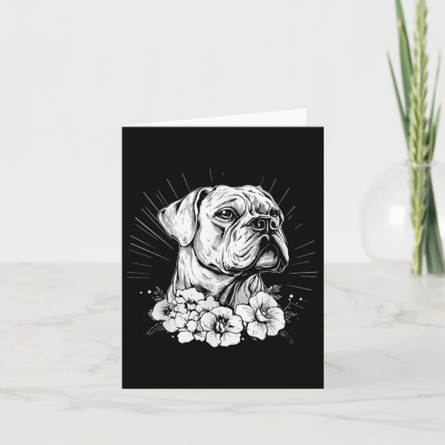 Tattoo Style Lover Boxer Retro Dog  Card (Front)