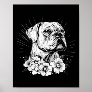 Tattoo Style Lover Boxer Retro Dog  Poster