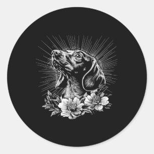 Tattoo Style Lover Dachshund Retro Dog Classic Round Sticker