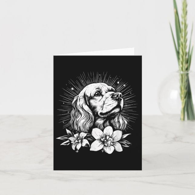Tattoo Style Lover Er Spaniel Retro Dog _1  Card (Front)