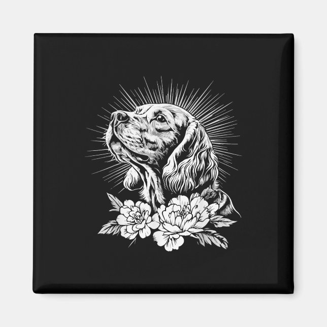 Tattoo Style Lover Er Spaniel Retro Dog  Magnet (Front)