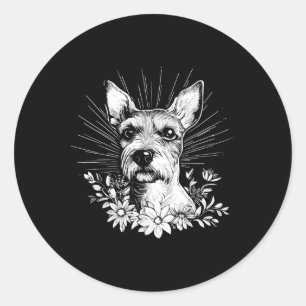 Tattoo Style Lover Fox Terrier Retro Dog Classic Round Sticker
