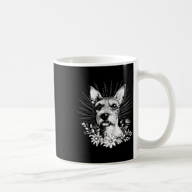 Tattoo Style Lover Fox Terrier Retro Dog  Coffee Mug (Right)