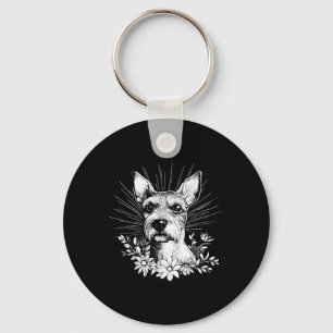 Tattoo Style Lover Fox Terrier Retro Dog Key Ring