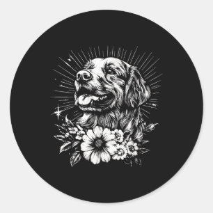 Tattoo Style Lover Golden Retriever Retro Dog  Classic Round Sticker