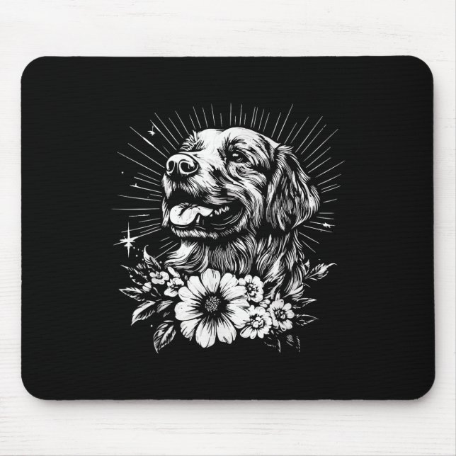 Tattoo Style Lover Golden Retriever Retro Dog  Mouse Pad (Front)