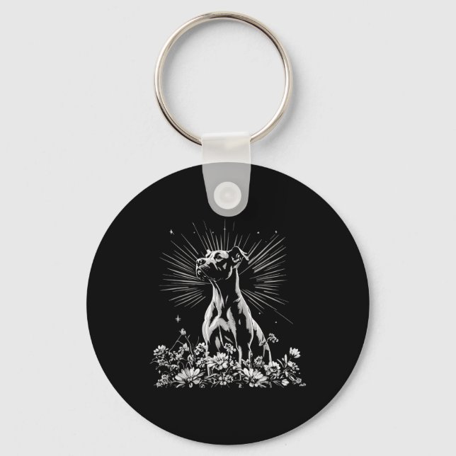 Tattoo Style Lover Great Dane Retro Dog  Key Ring (Front)