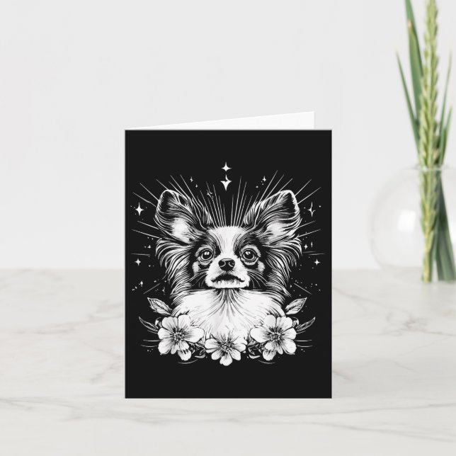 Tattoo Style Lover Papillon Retro Dog _1  Card (Front)