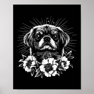 Tattoo Style Lover Pekingese Retro Dog  Poster