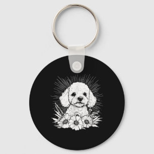 Tattoo Style Lover Poodle Retro Dog _1  Key Ring
