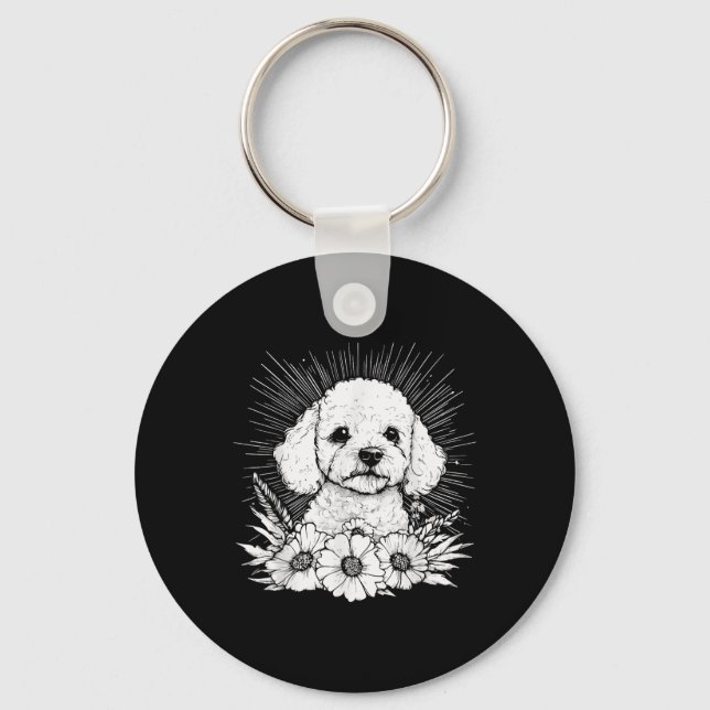 Tattoo Style Lover Poodle Retro Dog _1  Key Ring (Front)