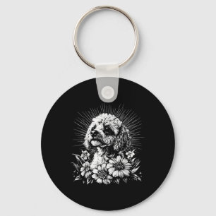 Tattoo Style Lover Poodle Retro Dog  Key Ring