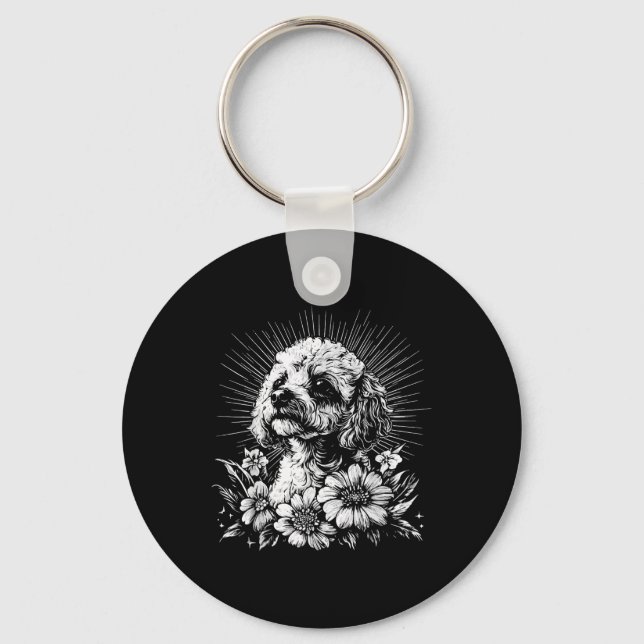 Tattoo Style Lover Poodle Retro Dog  Key Ring (Front)