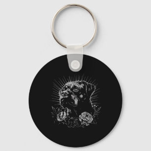 Tattoo Style Lover Rottweiler Retro Dog  Key Ring