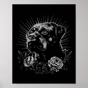 Tattoo Style Lover Rottweiler Retro Dog  Poster