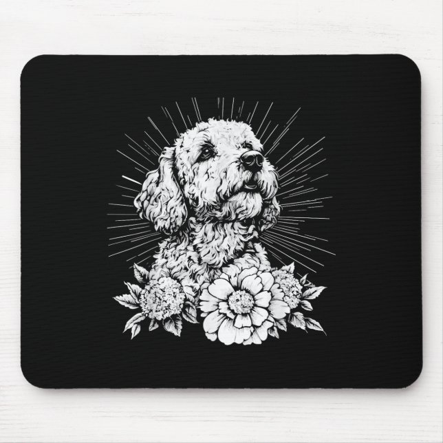 Tattoo Style Lover Spanish Water Retro Dog  Mouse Pad (Front)