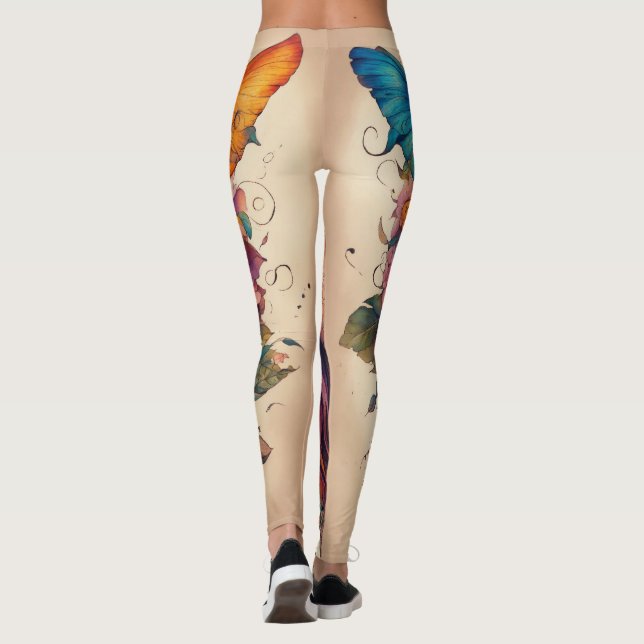 tattoo style mystical and magical colourful spirit leggings (Back)