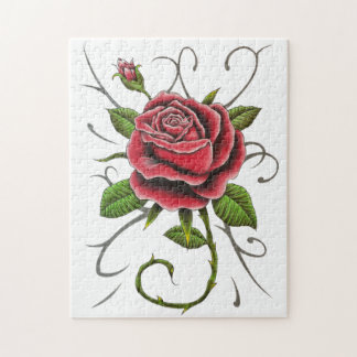 “Tattoo Style Red Rose” Puzzle