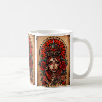 Tattoo-Style Rose Compass Coffee Mug Gift