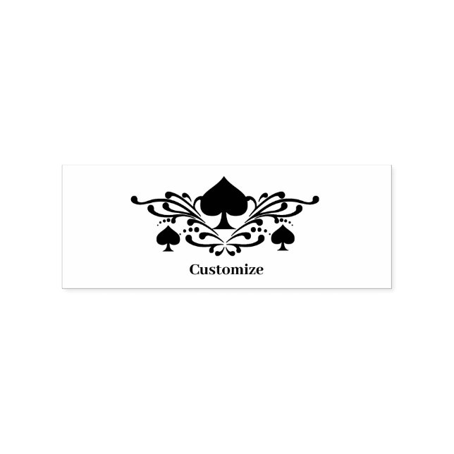 Tattoo-style Scroll Black Spades Thunder_Cove Rubber Stamp (Imprint)