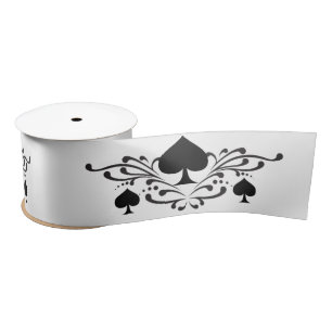 Tattoo-style Scroll Black Spades Thunder_Cove Satin Ribbon