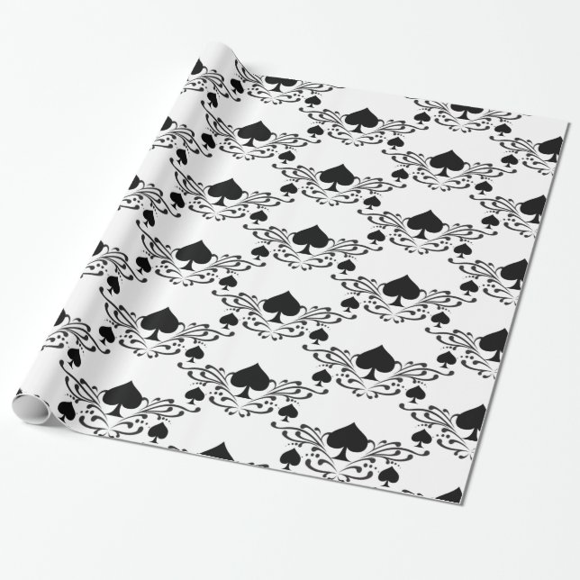 Tattoo-style Scroll Black Spades Thunder_Cove Wrapping Paper (Unrolled)