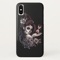 Tattoo Style Sugar Skull Girl with Bird Tote Bag