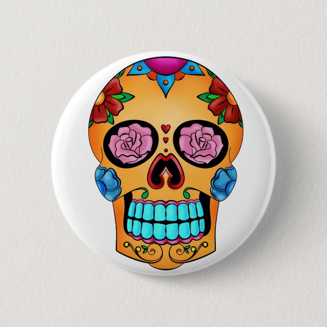 Tattoo Sugar Skull - Day of the Dead, Mexico 6 Cm Round Badge (Front)