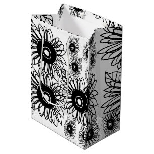 Tattoo Sunflower Floral Black White Tattoo Flower Medium Gift Bag