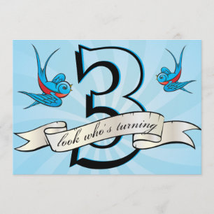 tattoo swallow bird kids ibirthay party invitation