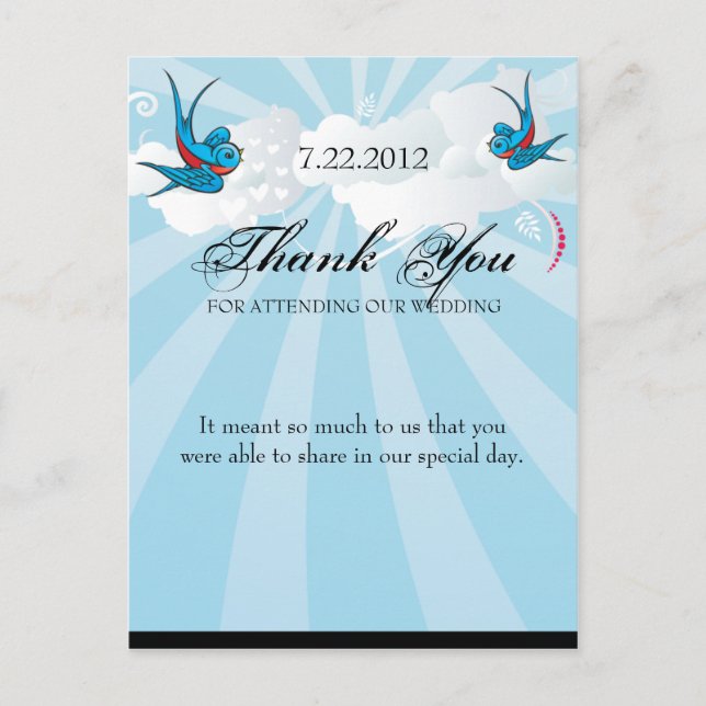 Tattoo Swallows and Scroll Urban Thank You. Postcard (Front)