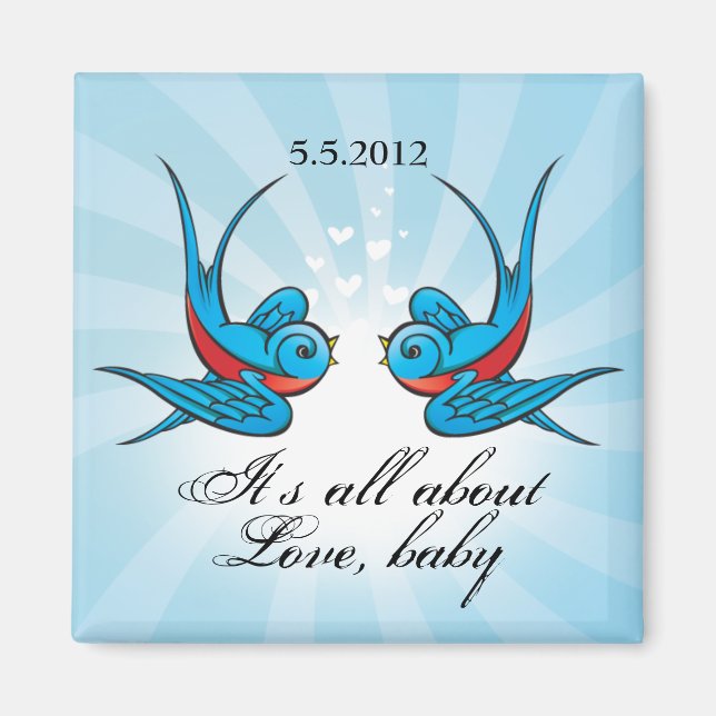 Tattoo Swallows Save the Date Wedding Magnet (Front)