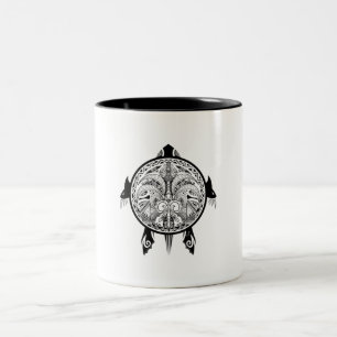 Tattoo Tribal Turtle Two-Tone Coffee Mug