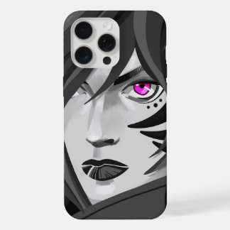 Tattoo warrior woman, black and white portrait iPhone 15 pro max case
