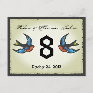 Tattoo Wedding Table Number Card