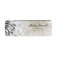 Tattoo Winged and Fluers on Parchment Paper Label