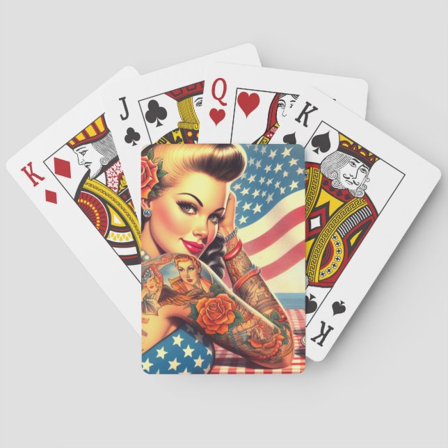 Tattooed American Girl Playing Cards (Back)